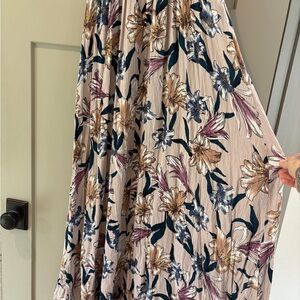 O'Neill Floral Maxi Skirt in Cream and Blue